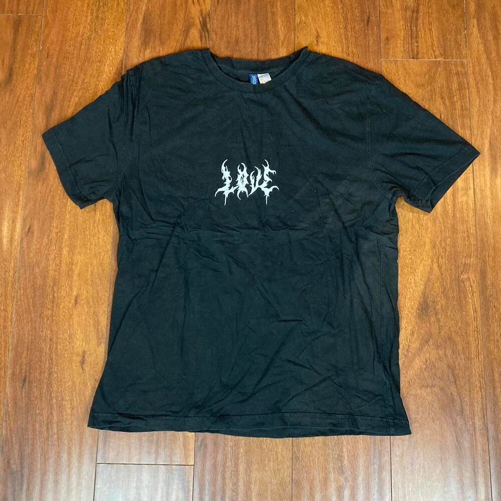 H&M Divided ‘Love’ Black Embroidered T-Shirt
